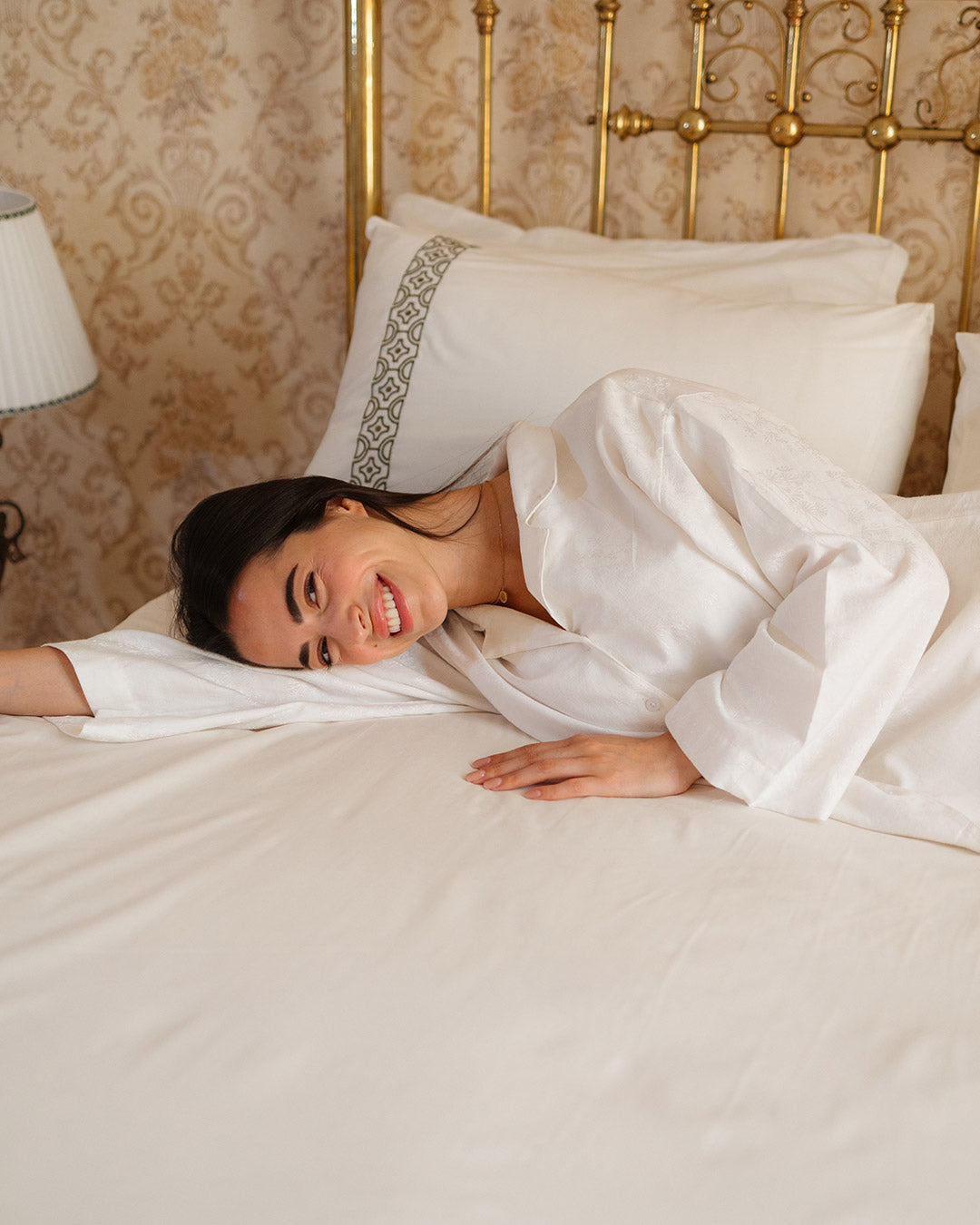 Celestial bridal embroidered bedsheet