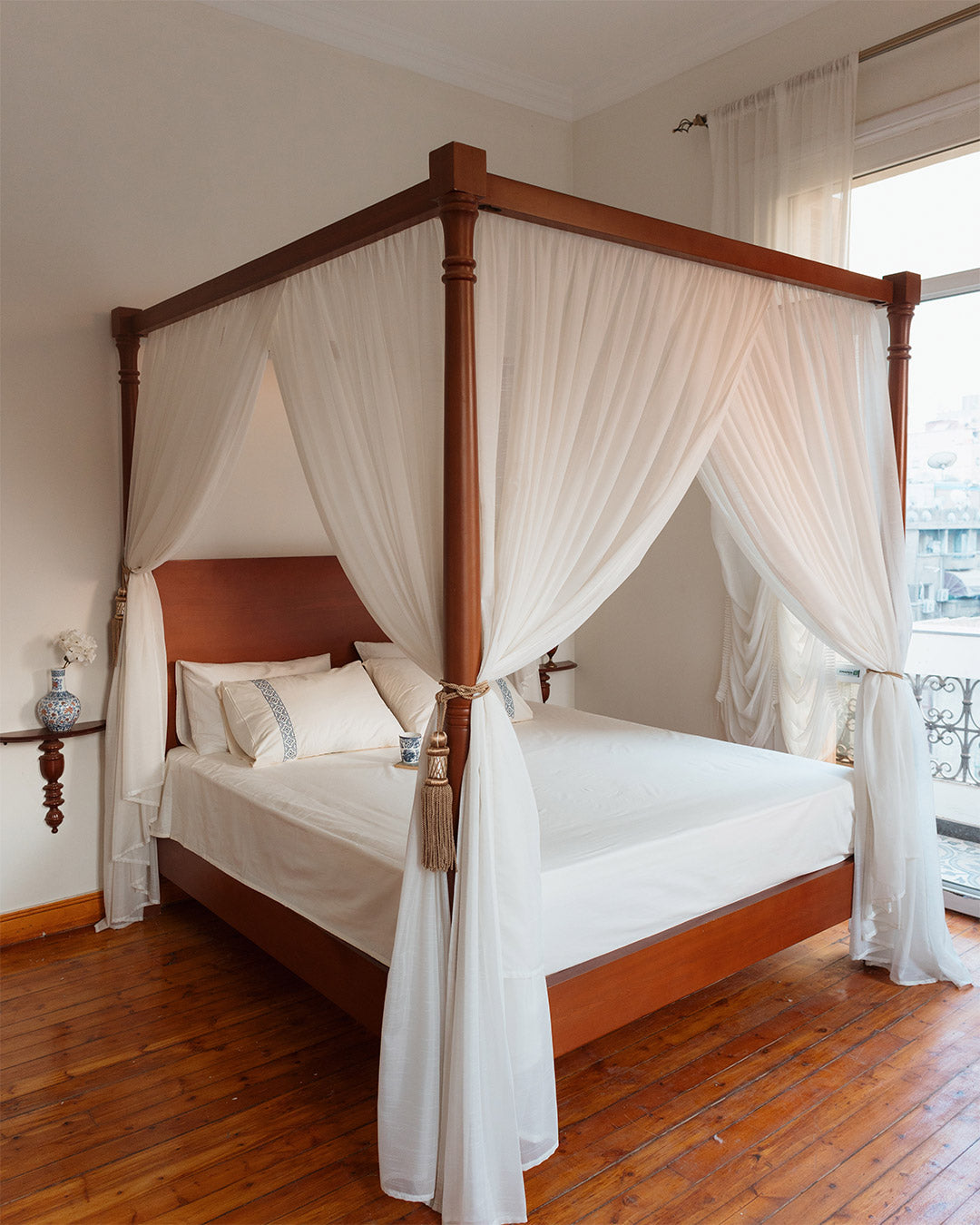 Celestial bridal embroidered bedsheet