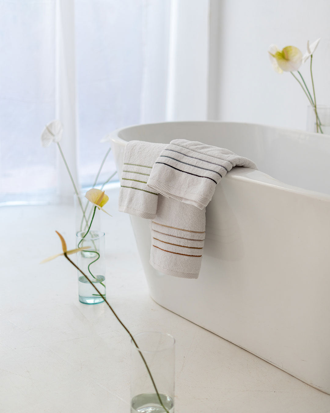 Lines Embroidered Face Towels