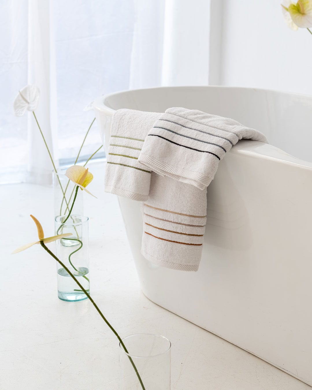Lines Embroidered Face Towels