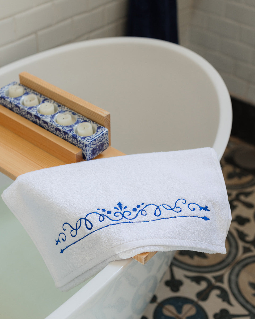 Swirls Embroidered Face Towel