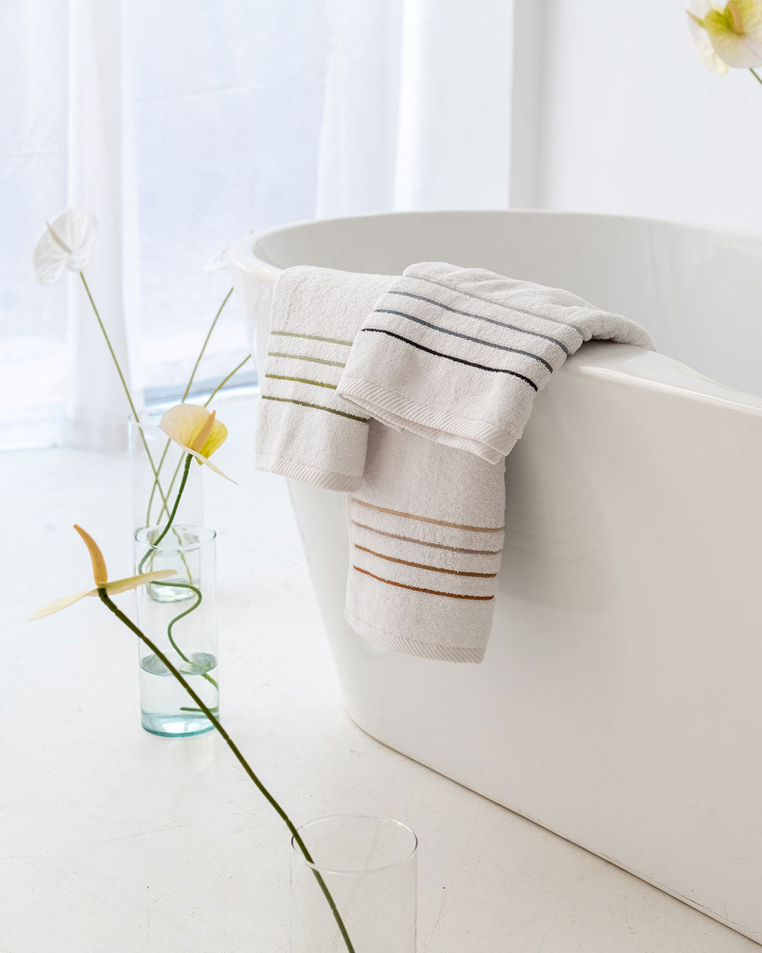 Lines Embroidered Face Towels