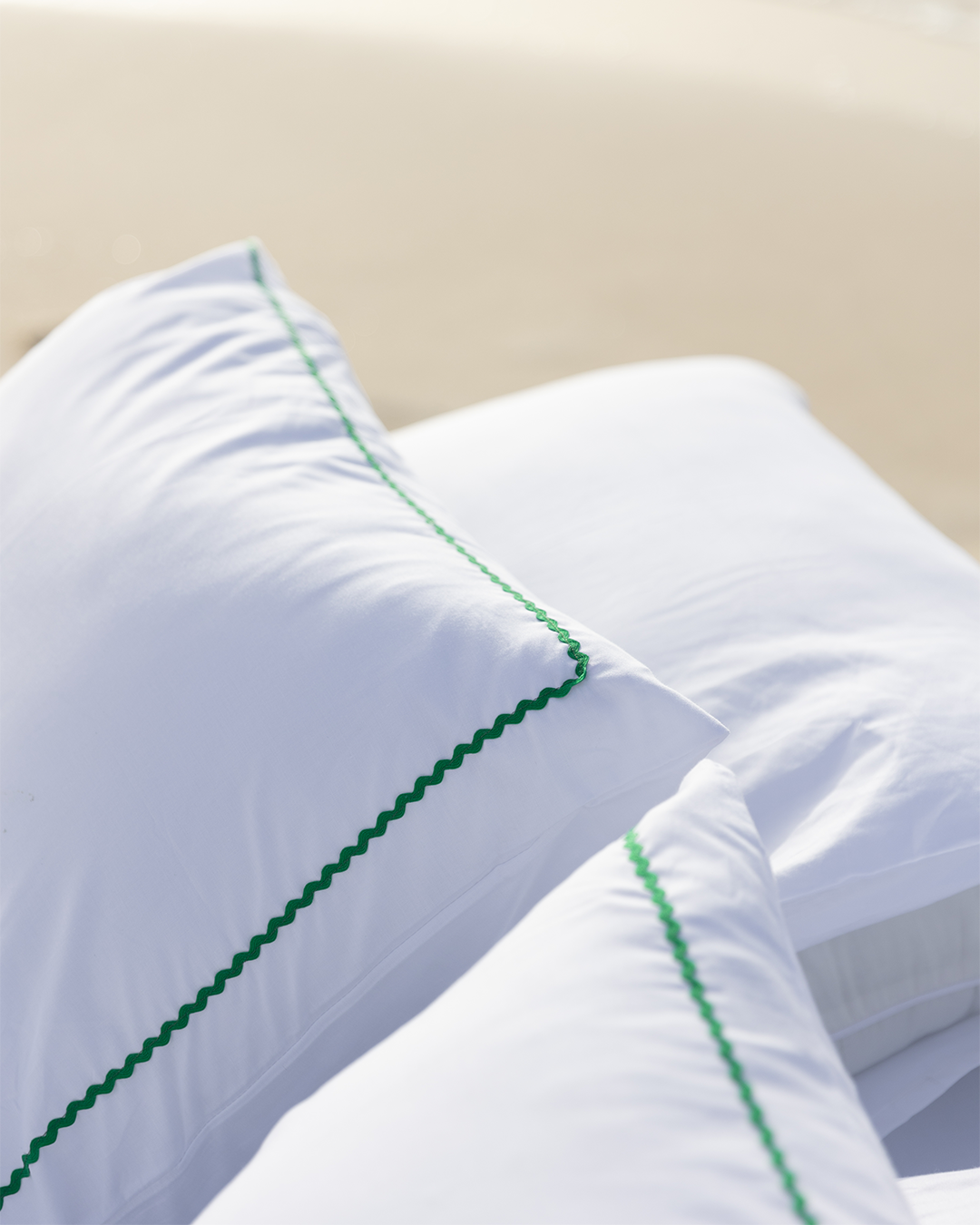 White Bedsheet + Zigzag Pillow Cases
