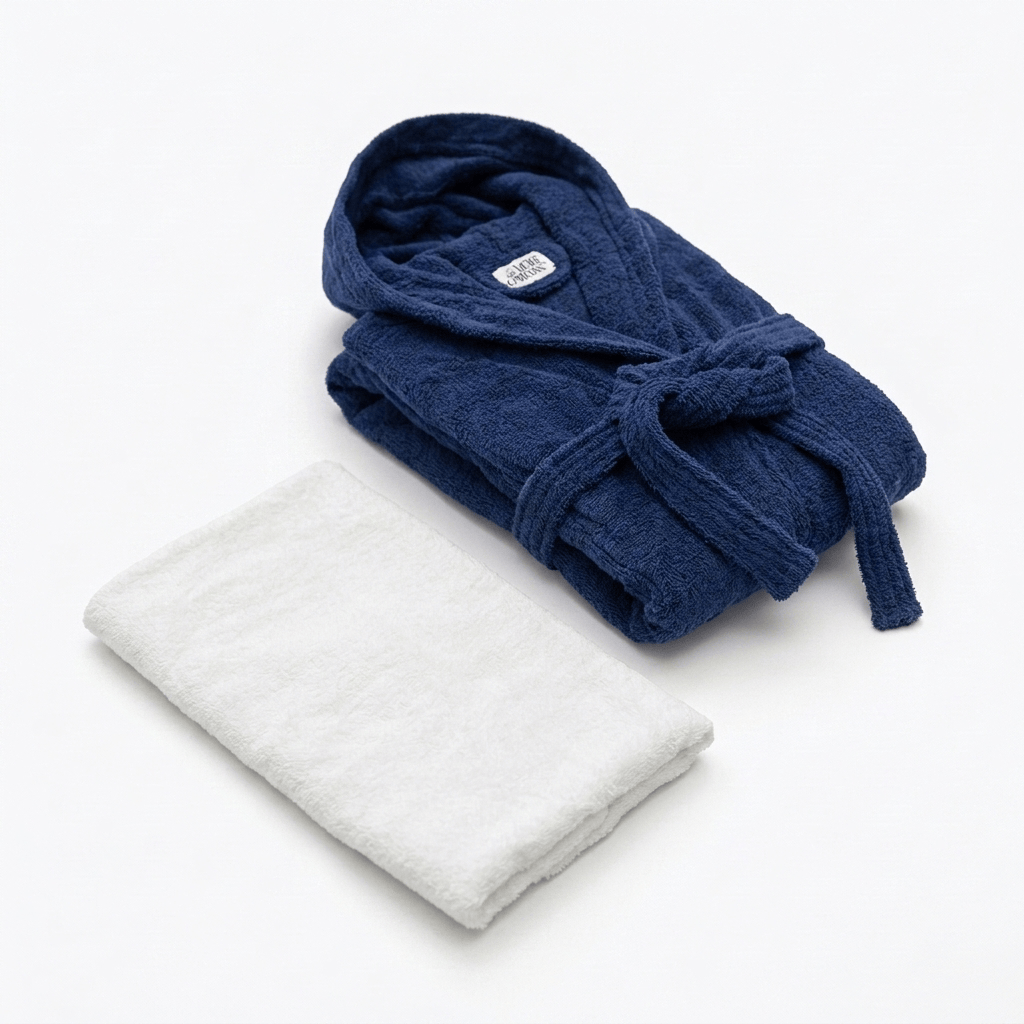 Navy Adults Robe + Plain Towel
